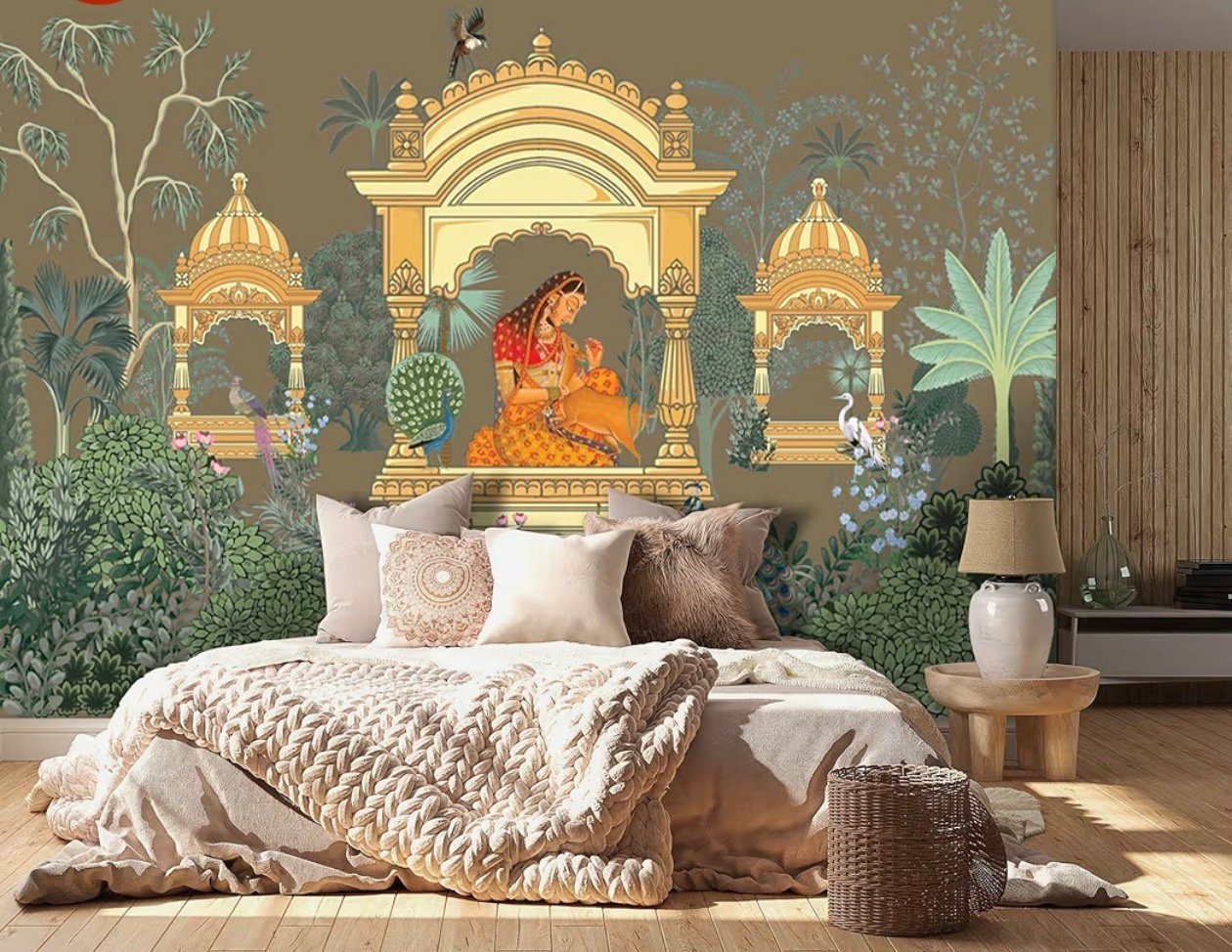 Sabyasachi for Nilaya heritage wallpaper mural by Akshara Designs